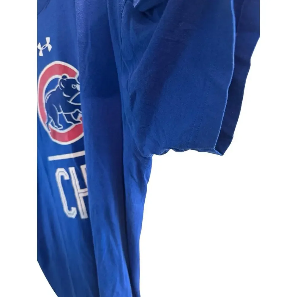 Under Armour Official HeatGear MLB Chicago Cubs Blue Short Sleeve Shirt, Size XL
